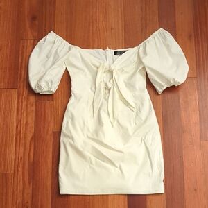 Blue Blush Off The Shoulder Puff Sleeve Mini Dress -Size Large White Cottagecore